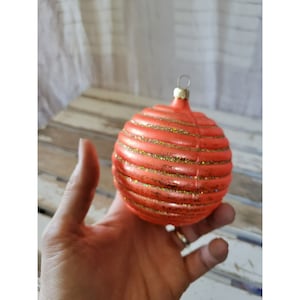 Orange glitter Germany Glass ball ornament Xmas tree
