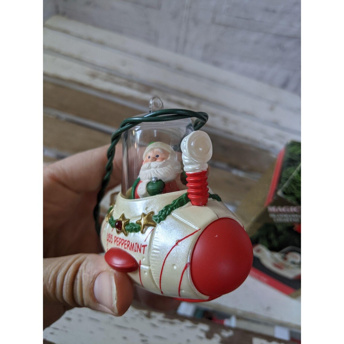 Hallmark Santa sub submarine ornament 1992 blinking lights Etsy