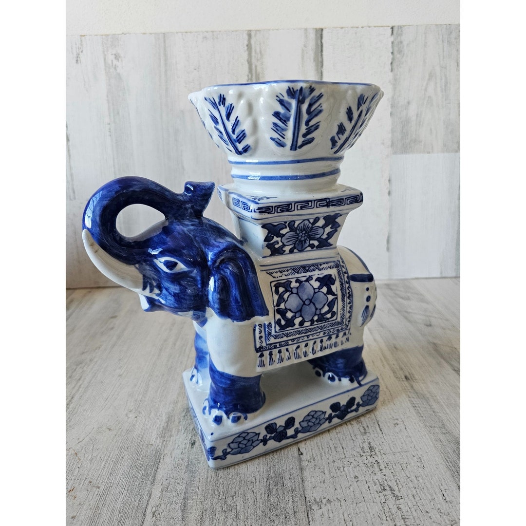 Canton Collection Canton Collection Twos Company Elephant Vase Bowl Unique Blue Delph ...