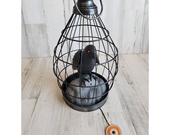 Gemmy crow cage animated Halloween prop decor scary