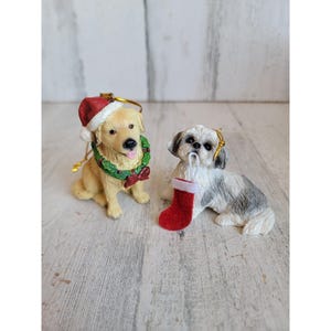 Christmas golden retriever shih tzu dog pet stocking ornament Xmas