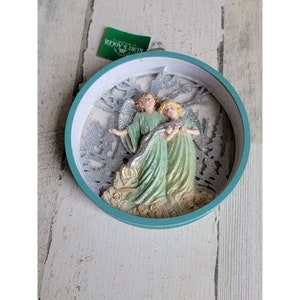 Kurt Adler glitter cherub girl winter scene ornament Xmas