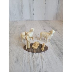 Vintage Angel Jesus nativity scene sheep set Xmas decor
