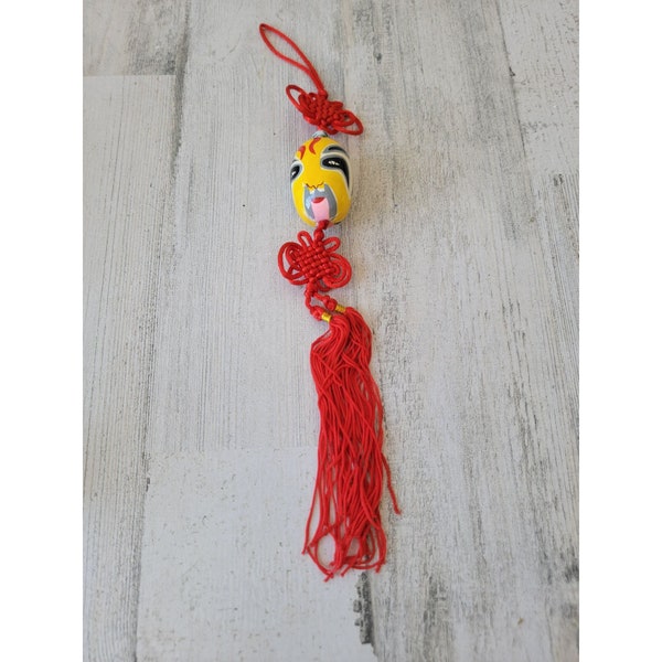 Oriental mask tassel red Asian unique ornament Xmas