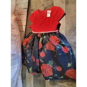 Nannette kids red dress rose 5T flower floral formal