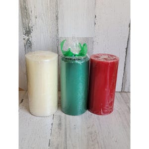 Pillar red white green xmas candle festive color home decor