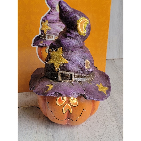 Fiber optic pumpkin witches had star moon Halloween prop decor