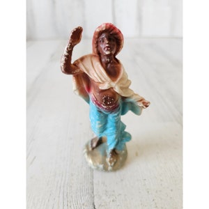 Vintage plastic lady shepherd Nativity celluloid 15 village Xmas decor