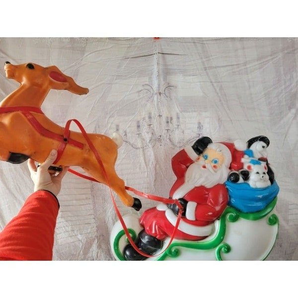 Empire sleigh reindeer blow mold large light vintage decor lawn