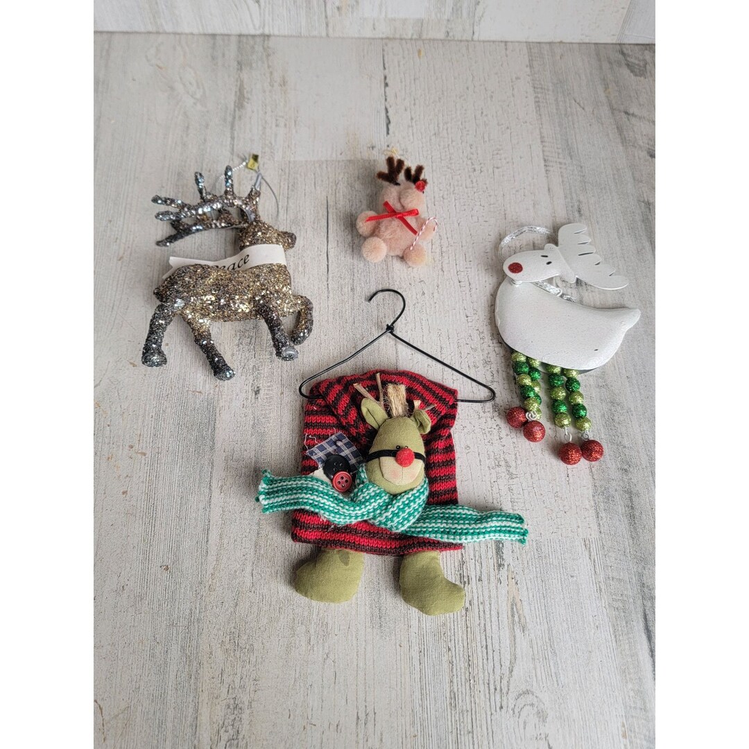 Reindeer Variety Glitter Plush Red Nosed Rudolph Ornament Xmas - Etsy
