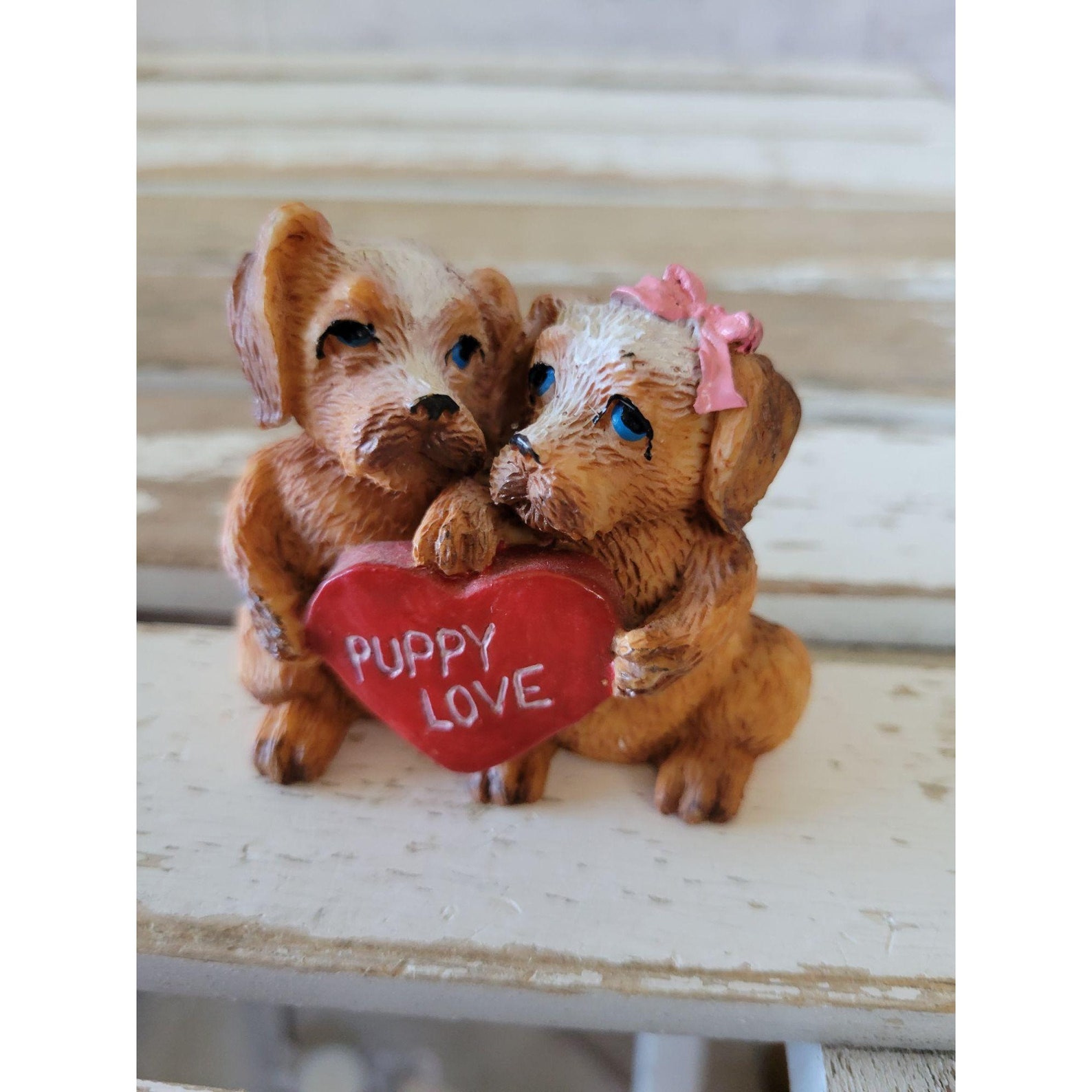 Puppy love figurine dog couple Valentine's Day Etsy
