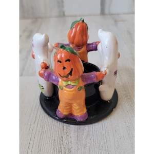 Ceramic mini jack-lantern ghost Circle tealight candle holder Halloween