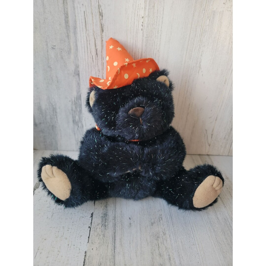 Halloween Glitter Black Witch Teddy Bear Plush Etsy