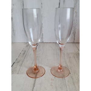 Luminaire France pink tinted champagne glasses set couple