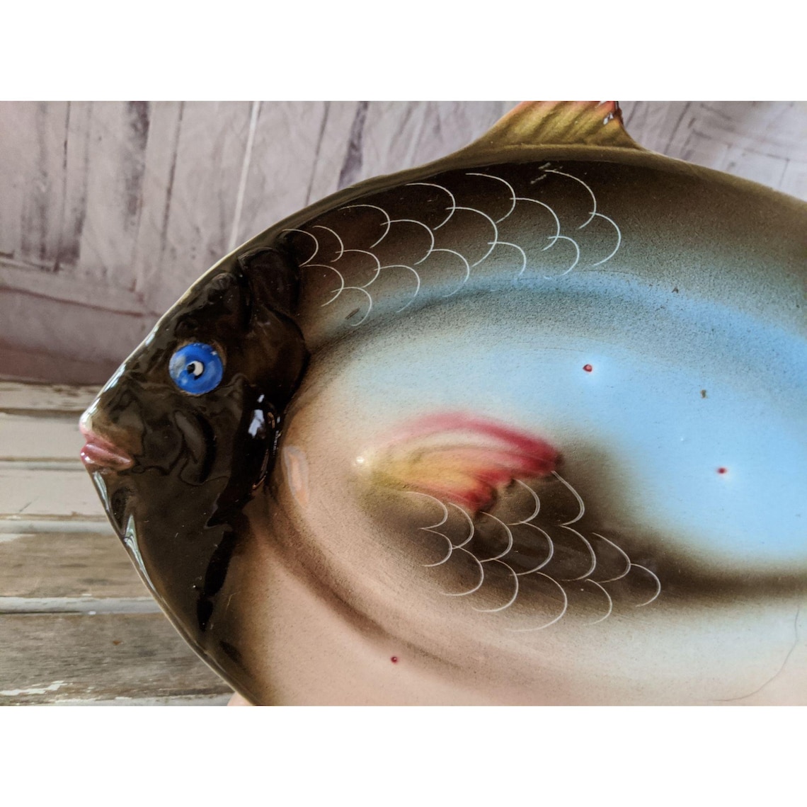 Vintage Italian fish platter plate colorful fisherman Etsy