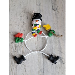 Snowman wire metal silly ornament Xmas jointed unique