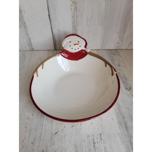 St Nicholas square Yuletide snowman large serving bowl Xmas kitchen