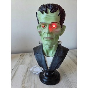 Light up Frankenstein bust statue figurine Halloween decor unique
