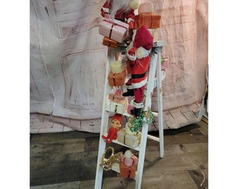 Vintage Wooden Santa Ladder AS IS Gifts Elf Tree Mistletoe  Santa ladder vintage Woodland elf‎ unique home decor xmas main image 0