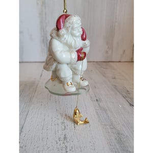 Lenox Santa ice fishing vintage ornament Xmas vintage