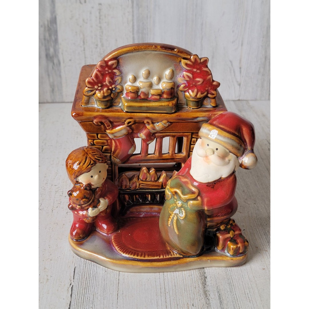 Yankee Candle Santa Mantle Fireplace Candle Holder Xmas Tealight Etsy