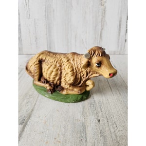 Vintage fontanini Italian large paper mache cow nativity Italy unique