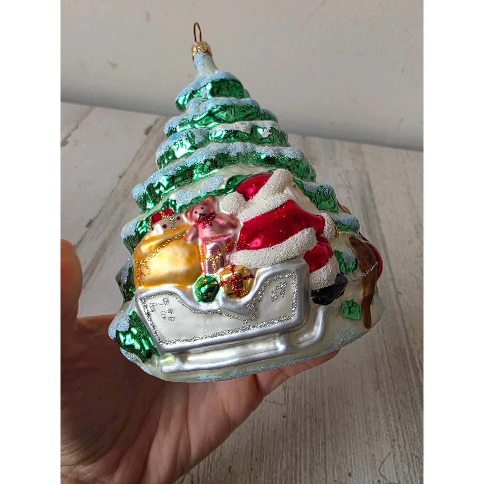 ヴィンテージガラスそりサンタガラスツリーオーナメントクリスマス