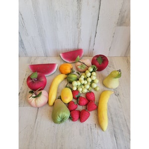 Artificial assorted plush fabric fruit great banana strawberry Pearl set watermelon