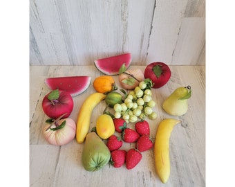 Peluche artificielle assortie, fruit, grande banane, fraise, perle, pastèque