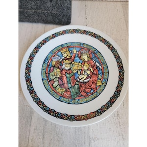 Prato vintage Adoração dos Reis de Limoges, decoração religiosa para casa