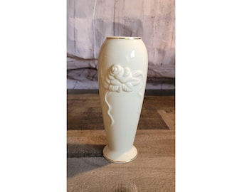 Lenox Porcelain vase rose and gold trim
