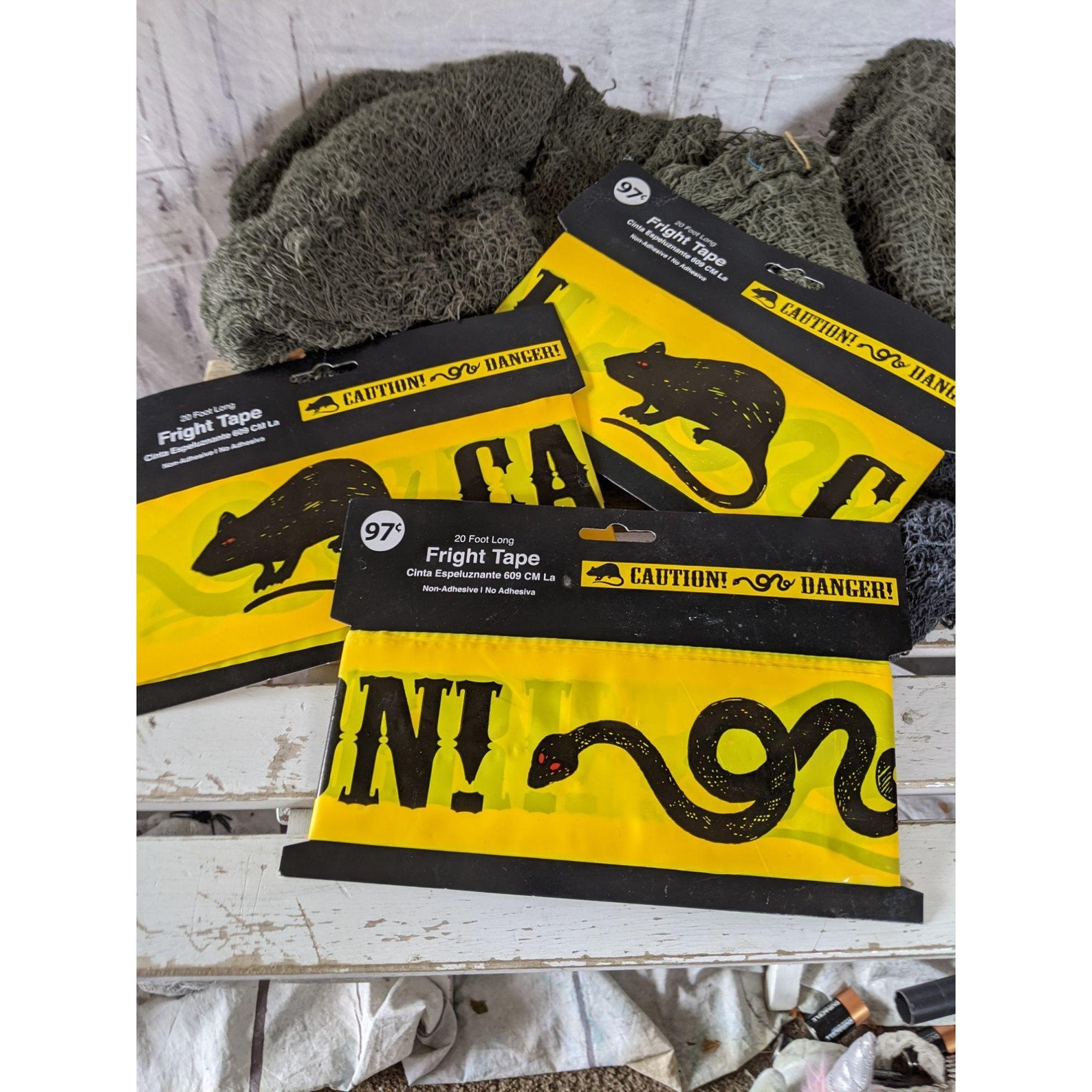 Halloween spider web set caution tape web lot huge prop Etsy