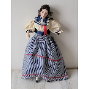 Franklin heirloom Gibson Girl porcelain doll sailor outfit dress