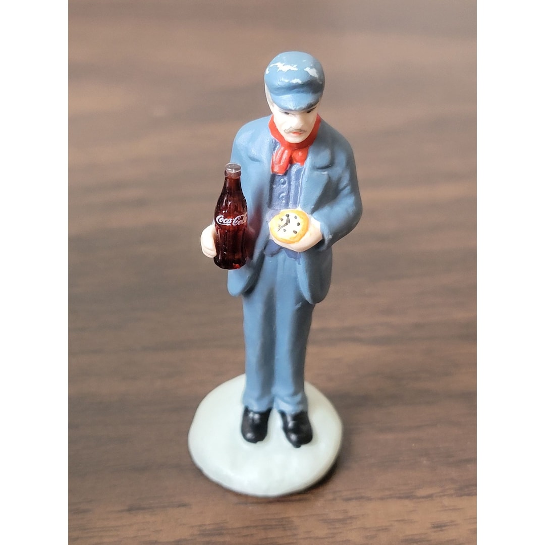 Ceramic Train Conductor Cocacola Village Accessory Xmas Decor Etsy