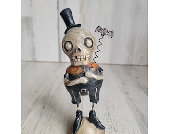 Rustiek skelet AS IS vleermuis Halloween-figuur eng woondecor