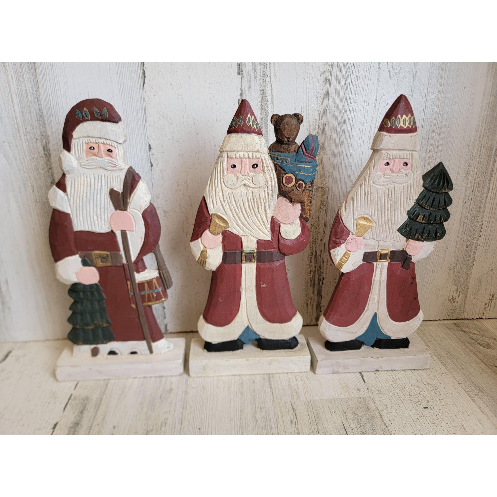 木製サンタクロースセットツリーおもちゃ袋フィギュアクリスマス装飾