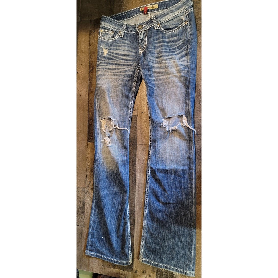 BKE Stella bootcut women's ripped jeans light wash denim Etsy