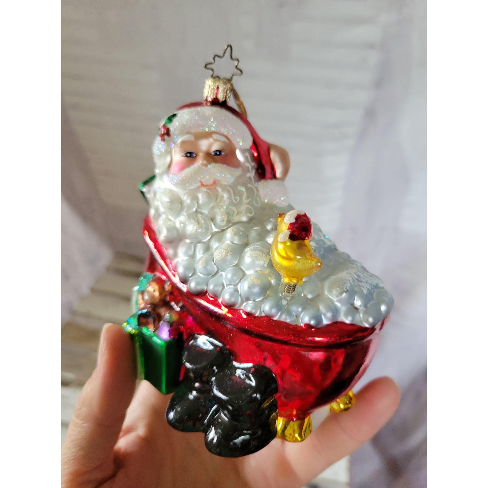 Radko Santa bath and body works ornament glass tub Xmas Etsy