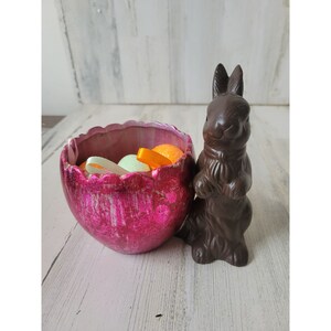 Faux chocolate bunny foil egg ceramic Easter spring decor unique