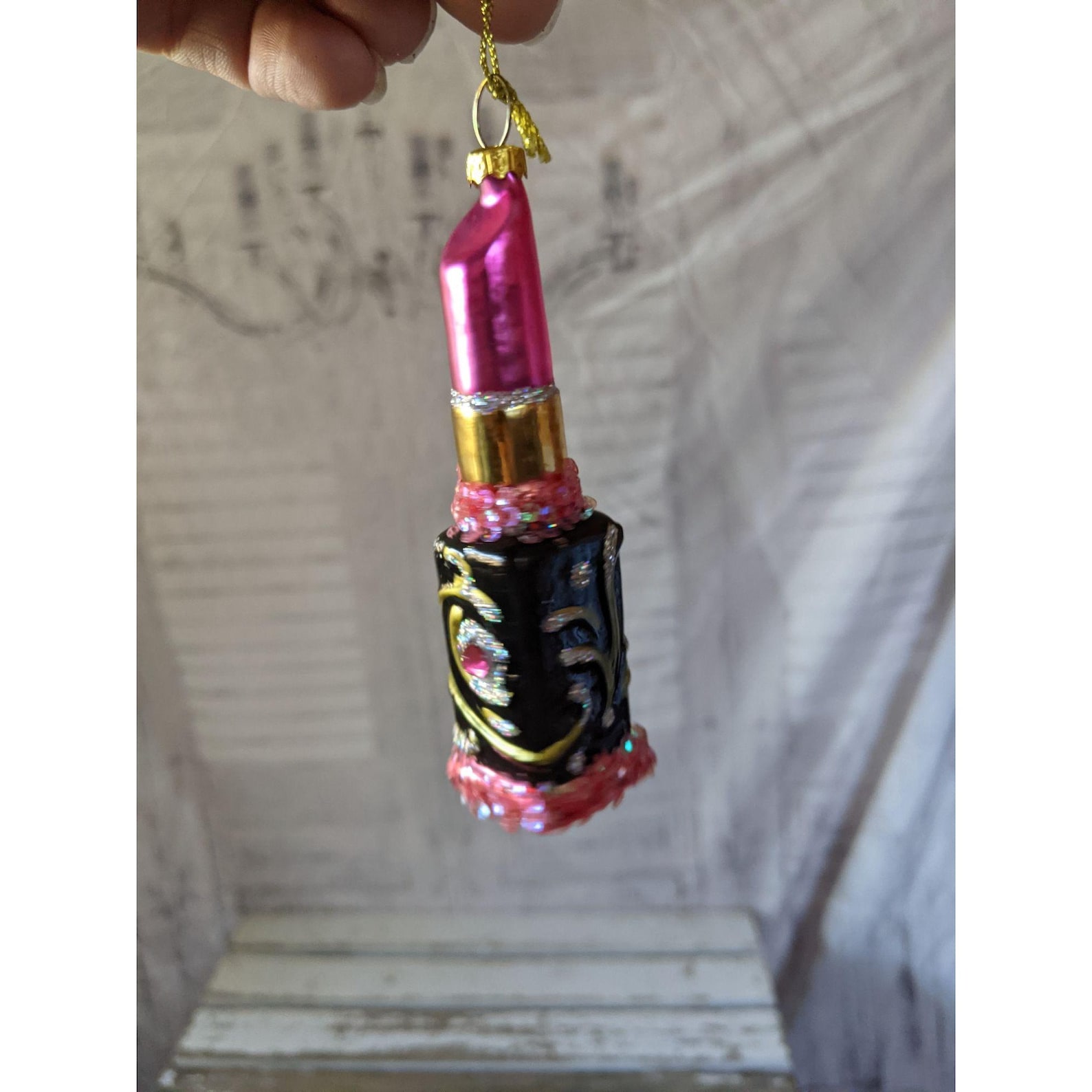 Lipstick glass ornament Xmas holiday tree Etsy