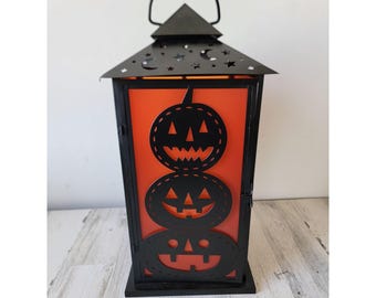 Large Halloween Lantern led pumpkin metal home decor light up