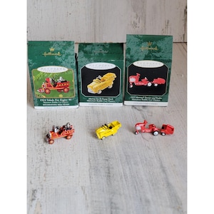 Hallmark Murray miniature car tractor ornament Xmas set