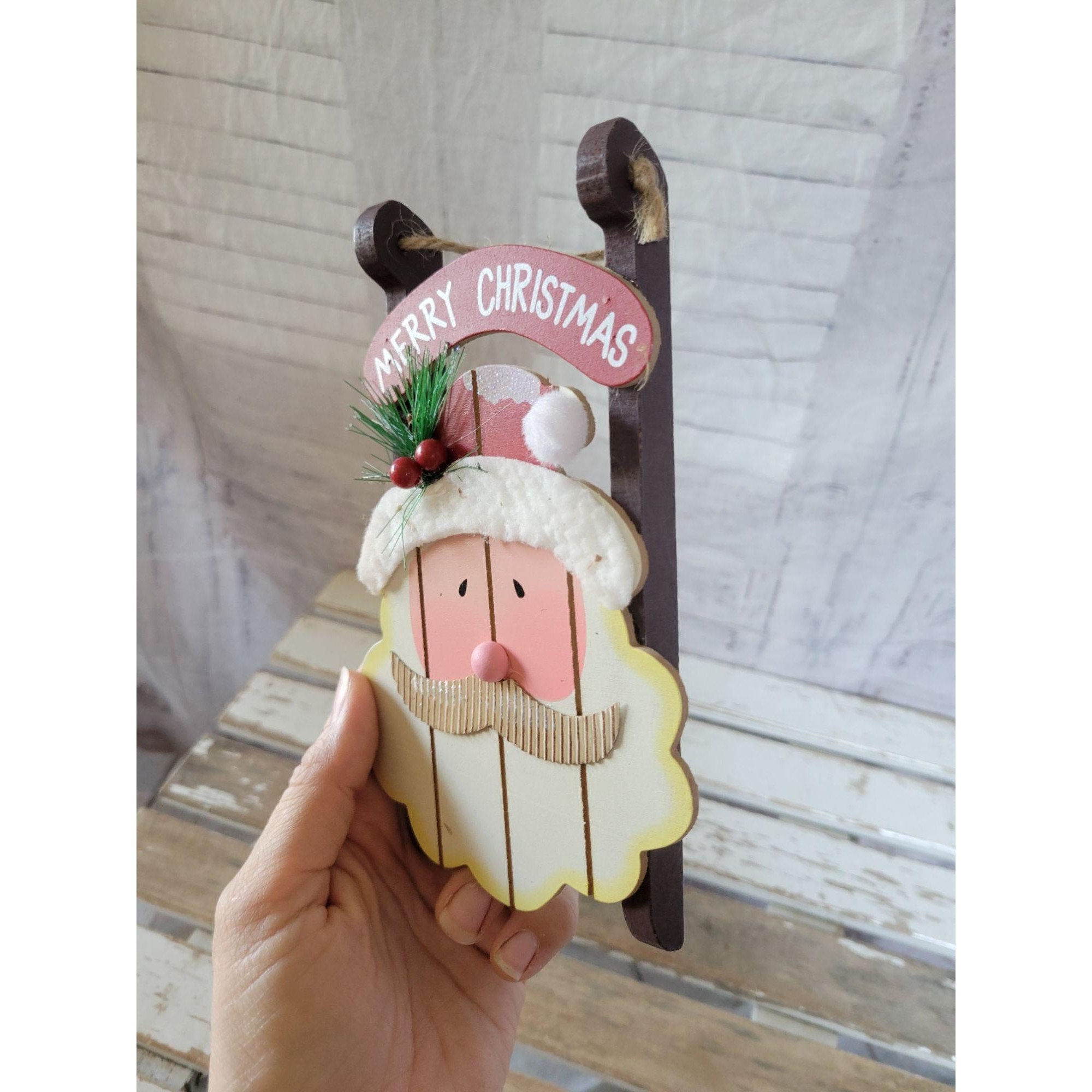 Santa Sled Toboggan Xmas Ornament Decor Tree Home Etsy UK