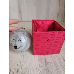 Figi wolf glass ball ornament Xmas snow tree forest unique