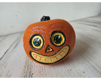 Dept 56 glitter pumpkin Halloween glitterville? Candle figurine statue decor