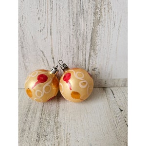 Vintage Poland balloon ball glass mercury ornament orange yellow red mini Xmas tree set
