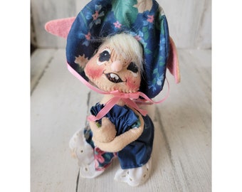 Vintage 1992 Annalee flor de conejo Bonnet conejito victoriano