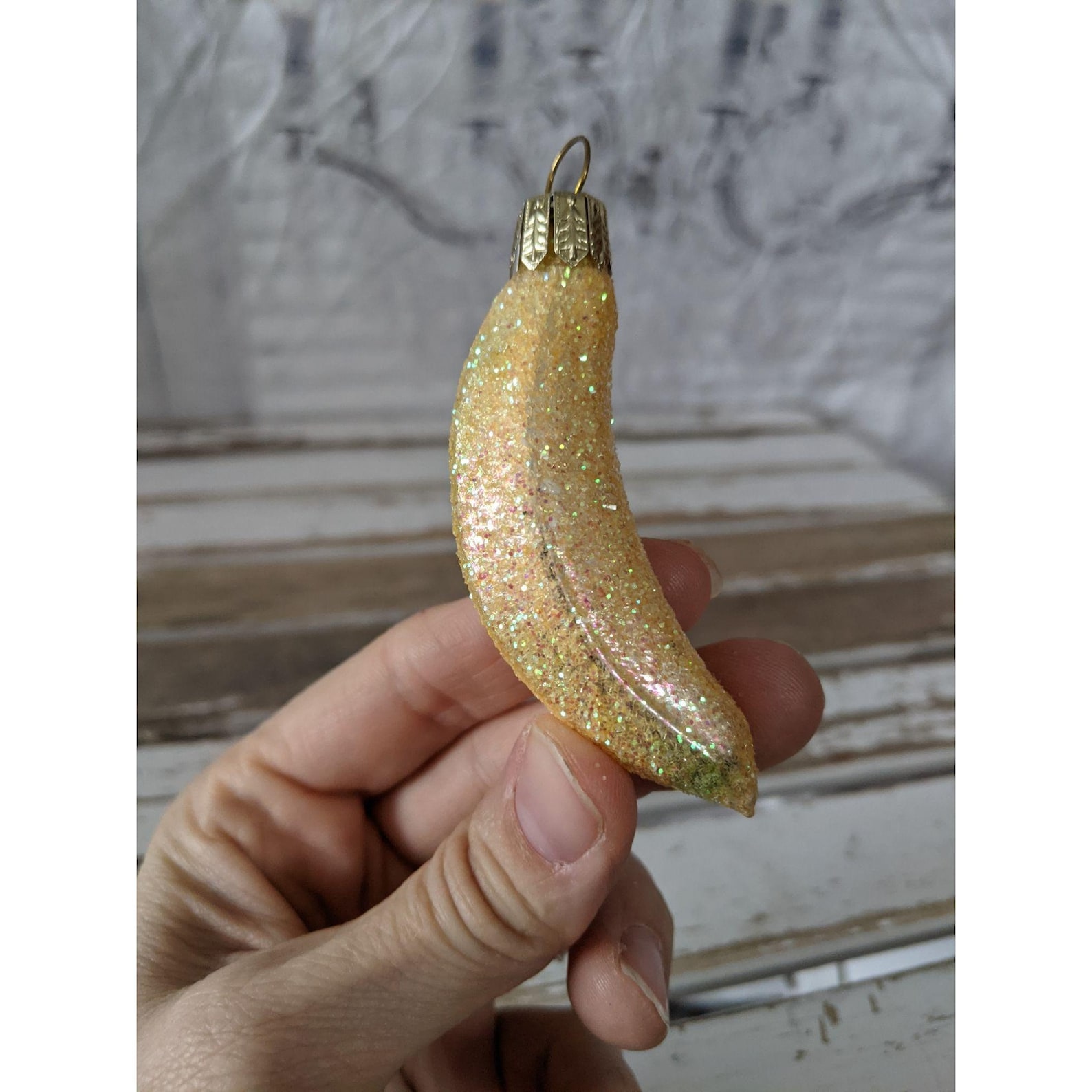 Banana ornament mini Xmas holiday tree fruit glass Etsy