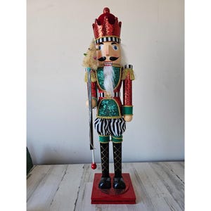 Large wooden sequin glitter 32&quot; nutcracker Xmas soldier display front hall decor tree