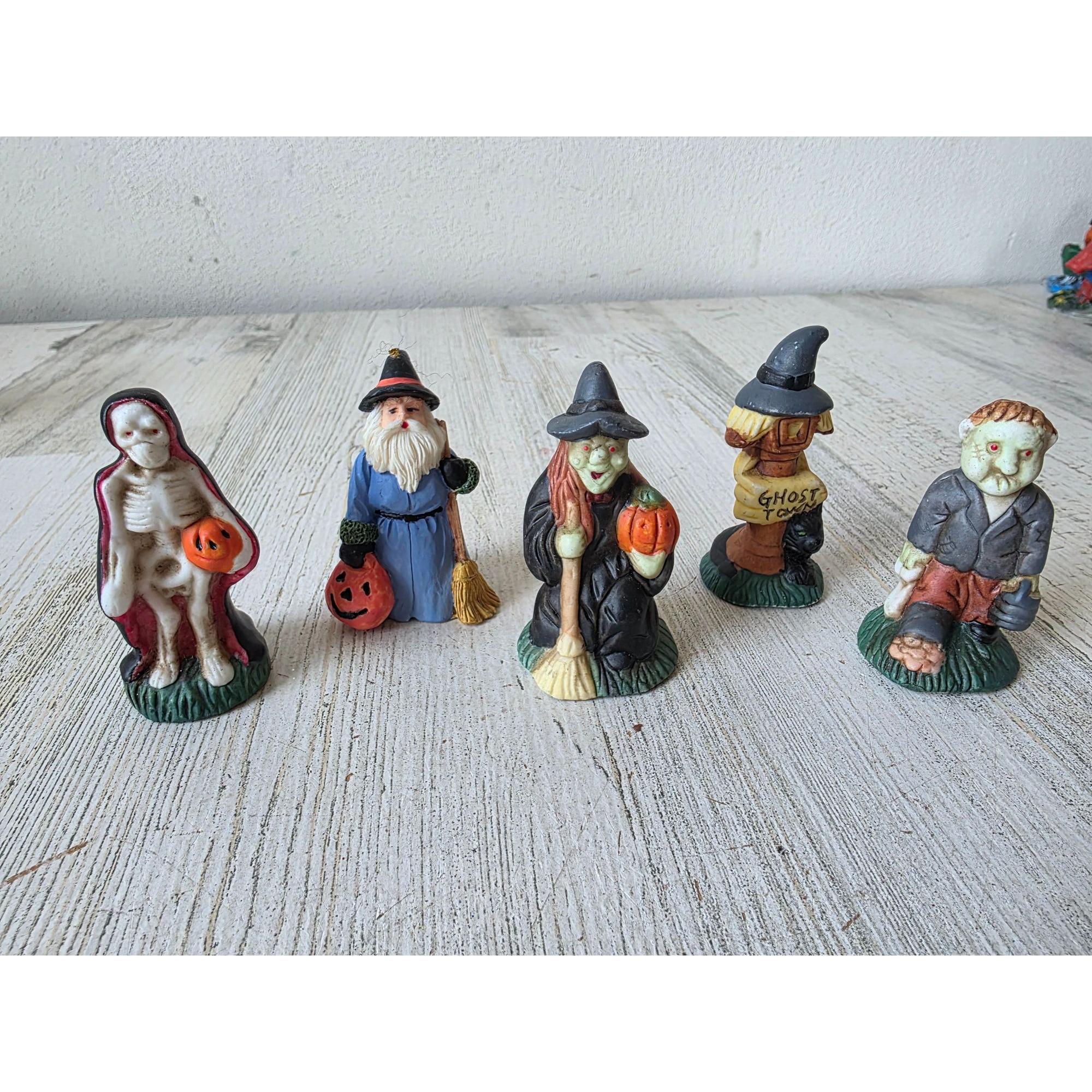 Vintage Porcelain Frankenstein Wizard Witch Skeleton Sign Village